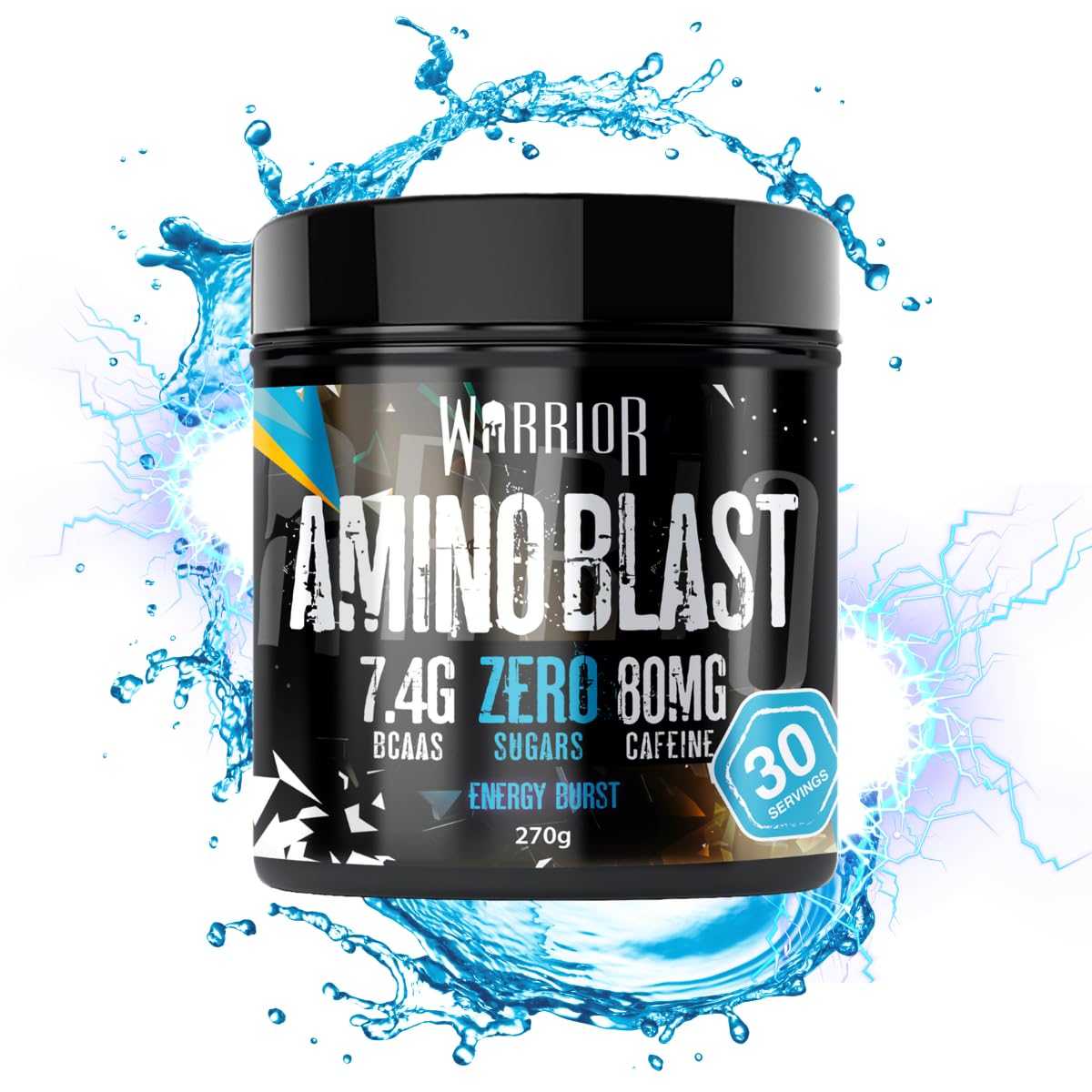 Warrior Amino Blast 270g BCAA Powder - Branched Chain Amino Acids Supplement for Workout & Recovery - Energy Drink with 30 Servings (Energy Burst) - Pre Workout & Post Workout Fuel for Athletes & Fitness Enthusiasts