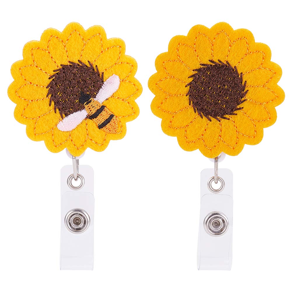 **GORGECRAFT 2 Pack Sunflower Nursing Badge Reel Holder - Retractable ID Badge Holder with Alligator Clip & Reinforced Strap - Clip-On Card Holder for Nurses, Volunteers, Doctors & Healthcare Workers - Perfect for Hospitals, Clinics & Workplaces**