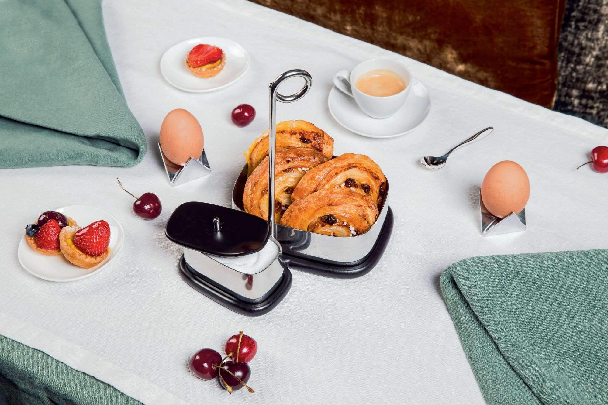 Alessi Grey Tea and Coffee Set - 19 x 17.5 x 23 cm Stainless Steel Accessories for Home & Office Brewing