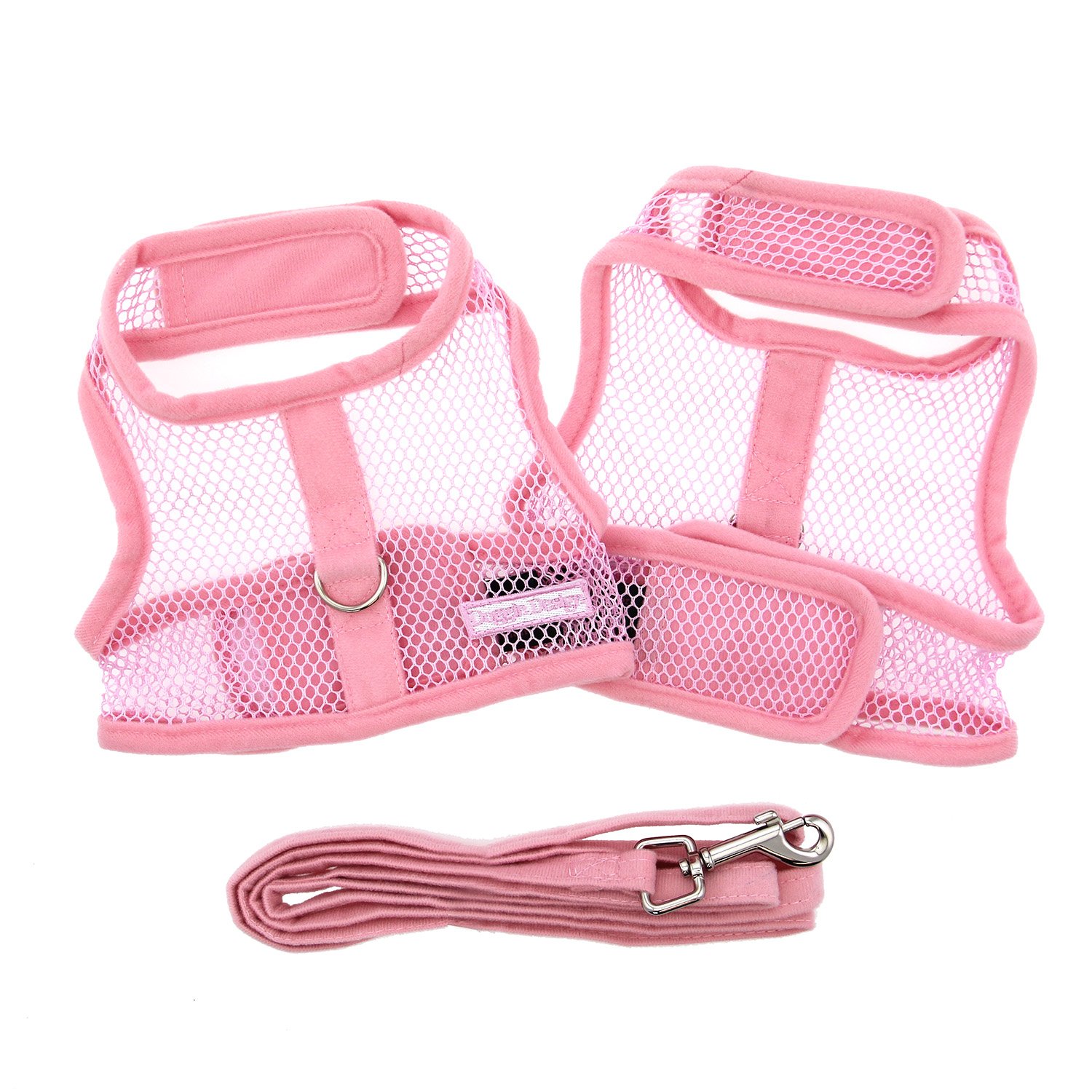 DOGGIE DESIGN Cool Mesh Dog Harness for Small Dogs - Breathable Soft Adjustable Vest, Solid Pink - Perfect for Walking, Running, Hiking & Outdoor Adventures