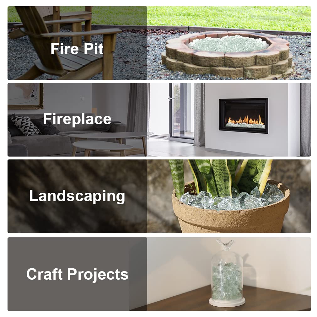 Stanbroil 10-Pound Fire Glass - 1/2 Inch Reflective Polygon Fire Pit Glass for Indoor/Outdoor Fireplace, Fire Pit, and Landscape Design - Shatterproof & Heat Resistant Crystal Glass for Patio, Backyard, and Garden Decor