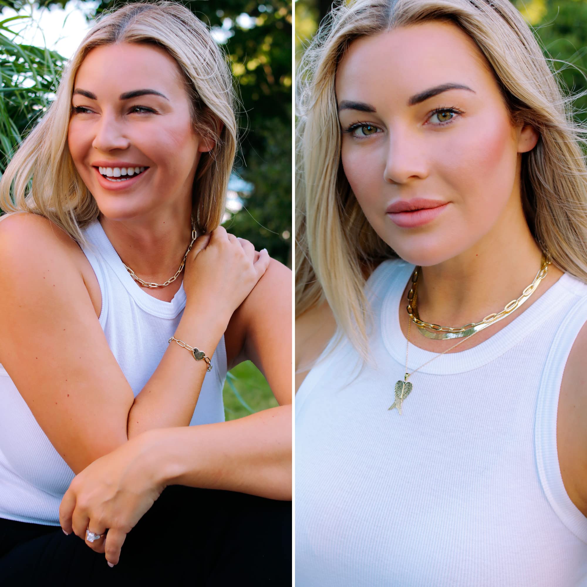Beaux Bijoux Paperclip Chain Necklaces for Women | Sterling Silver & 14k Gold Plated Layering Necklace | Adjustable Width & Length | Italian Crafted Fine Jewelry | Perfect for Everyday Wear, Office & Special Occasions