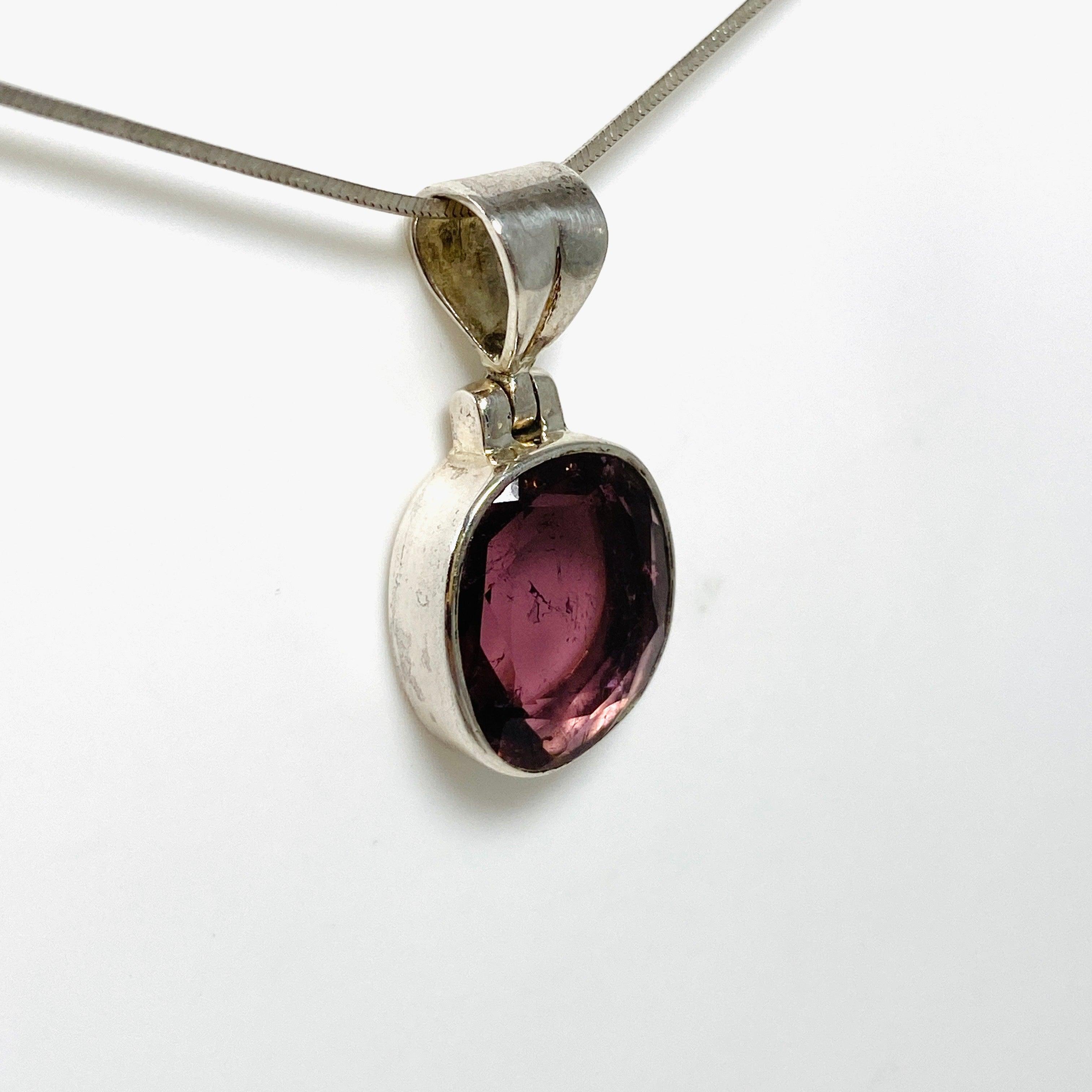 Natural Pink Tourmaline Faceted Pendant Necklace - 925 Sterling Silver Jewelry for Women - Perfect for Valentine's Day Gifts & Everyday Elegance