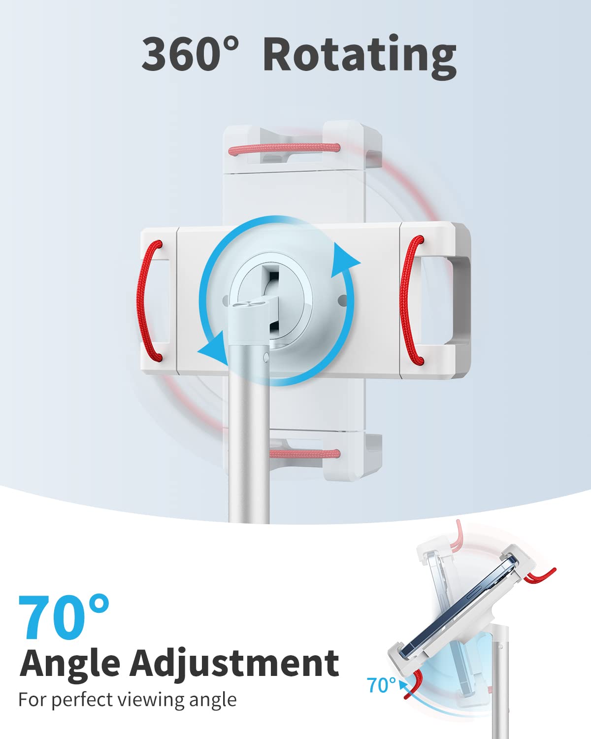SAIJI Adjustable Tablet Stand Holder - 360° Rotating & Foldable Desktop Stand for iPad, Samsung, Kindle - Perfect for Work, Study, and Watching Videos