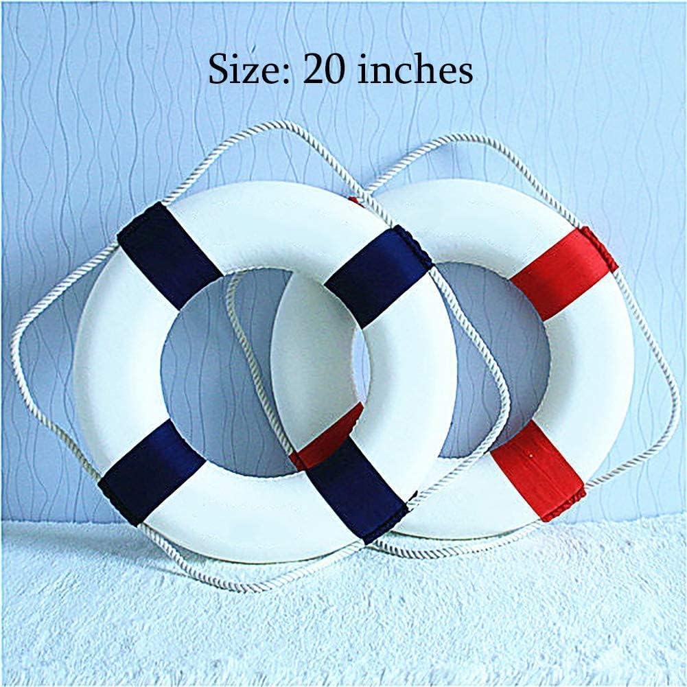 Life Ring Pool Safety Ring - 52cm/20.5inch Swim Foam Buoy with Rope, Red Emergency Flotation Device for Swimming Pools, Lakes, Beaches & Boating Safety