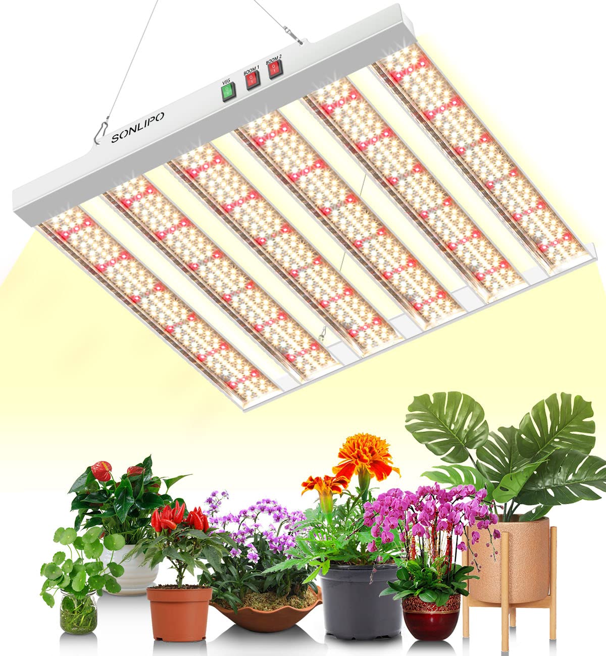Sonlipo SPF2000 LED Grow Light 200W Full Spectrum with 882 Diodes - 4x4ft Coverage for Indoor Plants, Veg & Bloom Switch - Ideal for Hydroponics, Greenhouse, and Home Gardening (2022 Model)