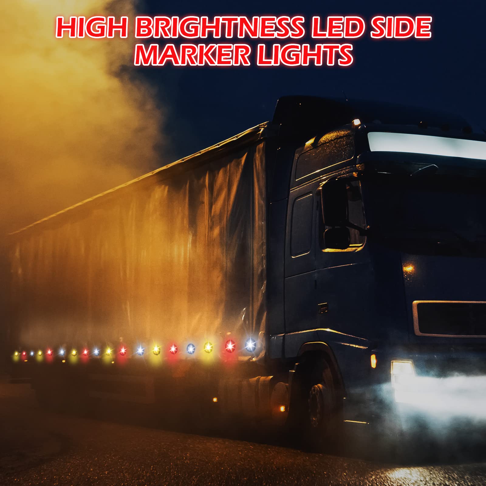 90 Pack 3/4 Inch LED Side Marker Lights - Mini Trailer Button Lights with 3 LED Sealed Flush Mount Bulb - 12V DC Amber/Red/White Round Signal Lamps for Boat, Truck, Pickup, Bus & RVs - Perfect for Night Driving & Safety Visibility