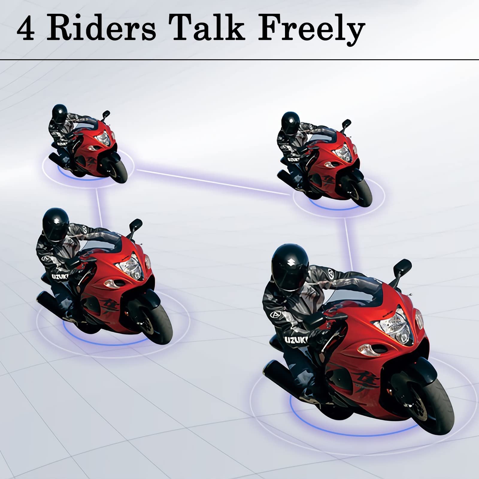 V4 Plus Motorcycle Bluetooth Helmet Intercom Headset - 4 Pack, 4-Way Group Communication System for Motorcycle Riders, Soccer Referees, Skiing & ATV/Off-Road Adventures - Hands-Free Wireless Headset for Safe Riding & Outdoor Sports