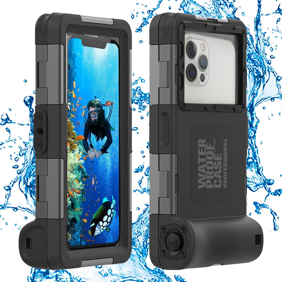**Waterproof Underwater Phone Case for iPhone 15/14/13/12/11 Pro Max Mini XR/X/XS & Galaxy S24/S23/S22/S21 Ultra Plus – 15m/50ft Diving & Snorkeling Protection – HD Photo & Video Cover (SG Black) – Perfect for Beach, Pool & Water Sports**