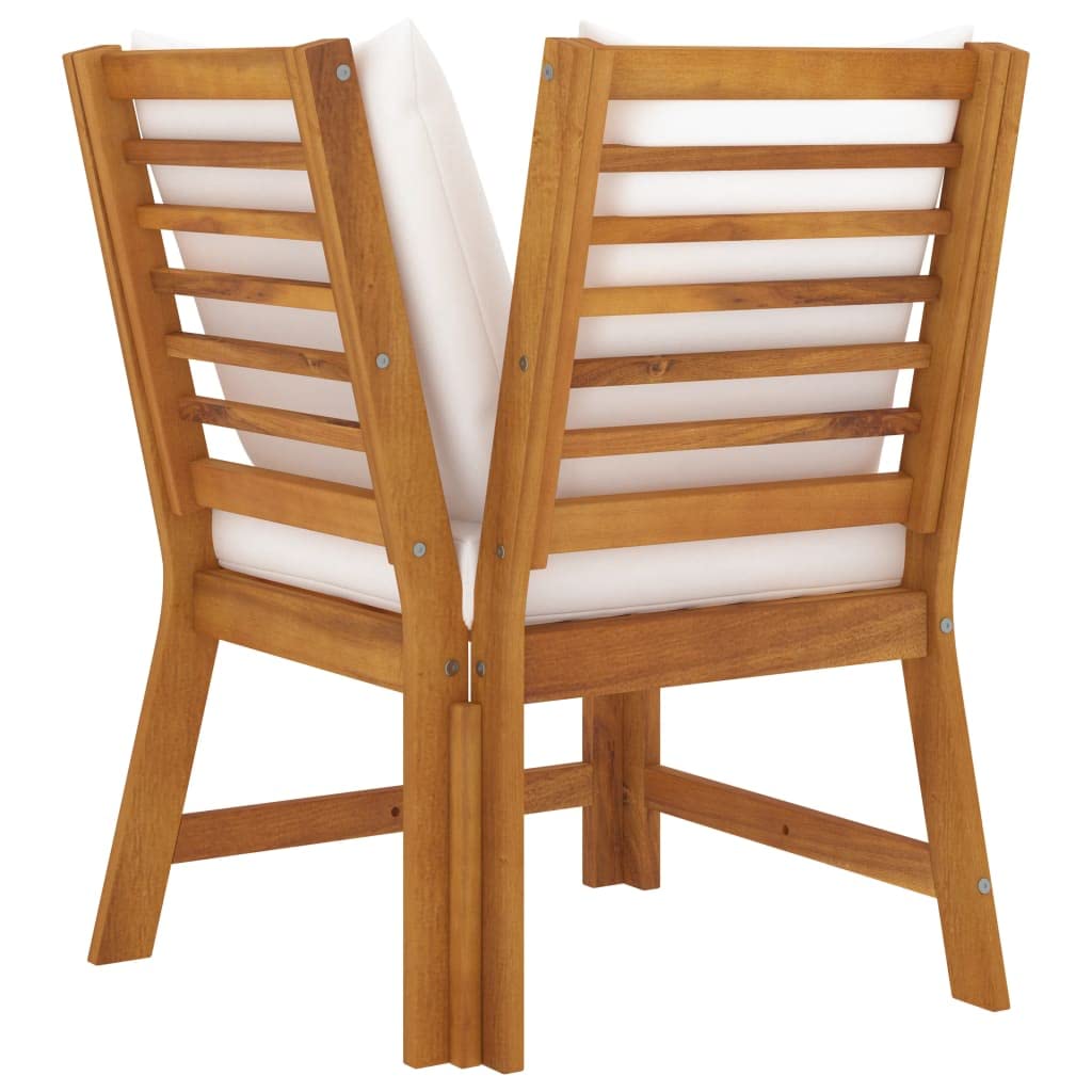 Premium 3-Piece Patio Lounge Set with Cream Cushions - Solid Acacia Wood Outdoor Furniture for Garden, Poolside & Backyard Relaxation