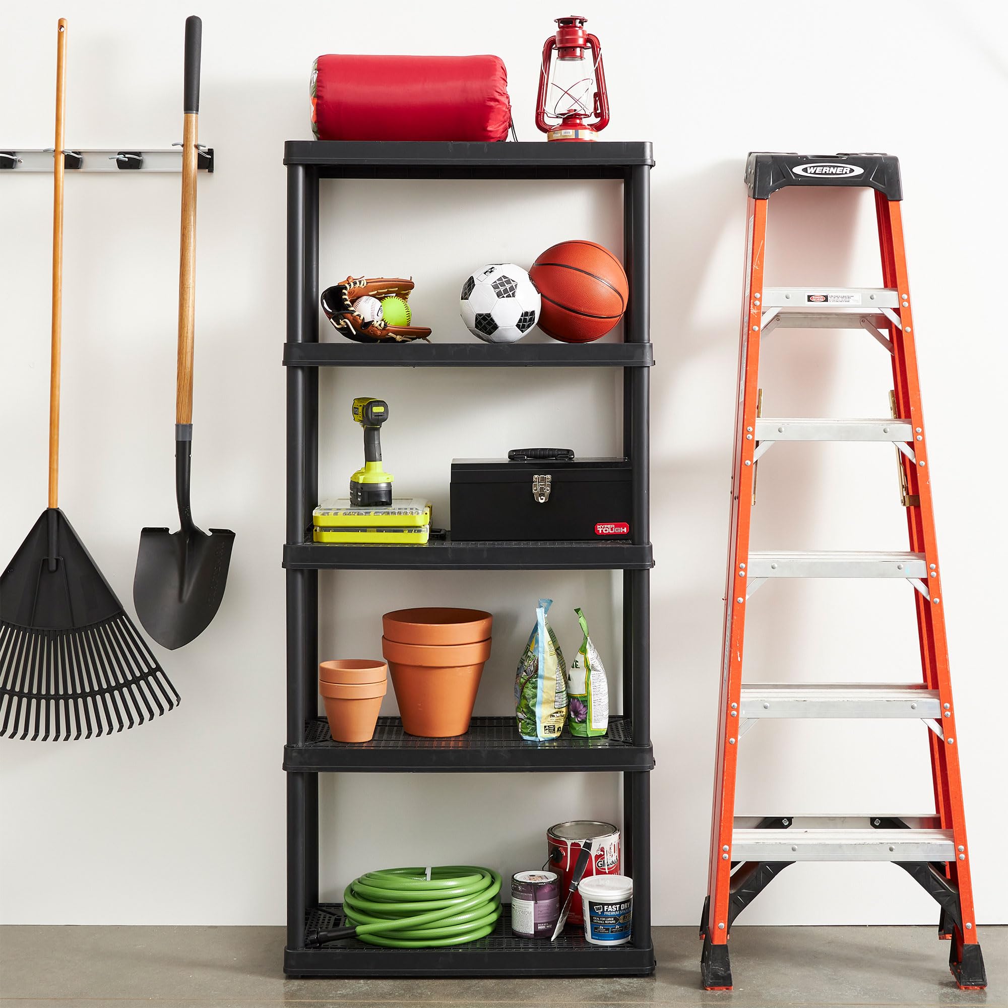 Gracious Living 5-Shelf Heavy Duty Storage Rack - Black (2 Pack) | Ventilated Shelving Unit for Home Organization, Garage, Basement & Laundry Room | Space-Saving Storage Solution for Clutter-Free Living
