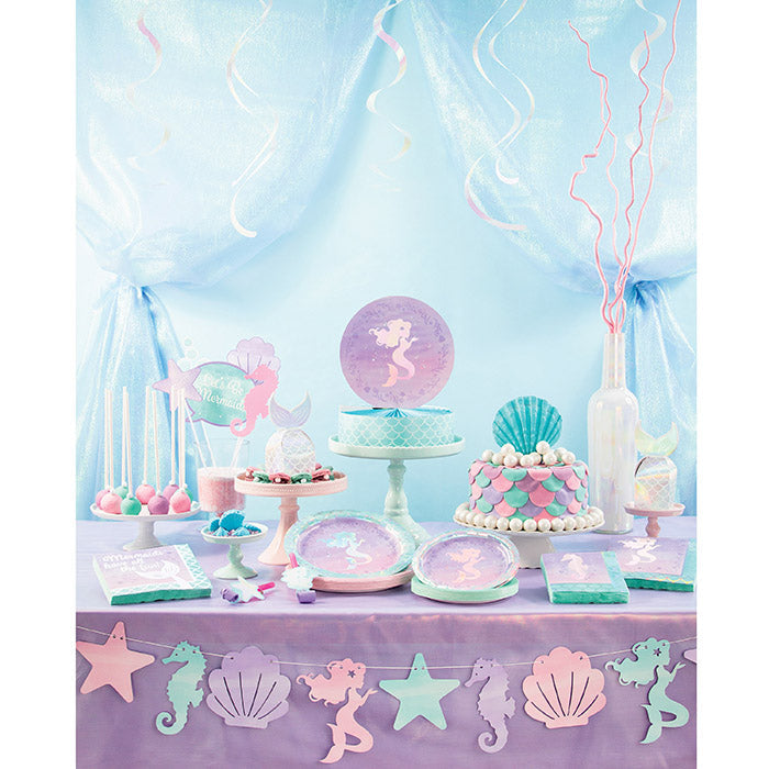 10 Pack Bulk Iridescent Mermaid Themed Mylar Balloons for Birthday Party Decorations, Baby Showers & Pool Party Supplies