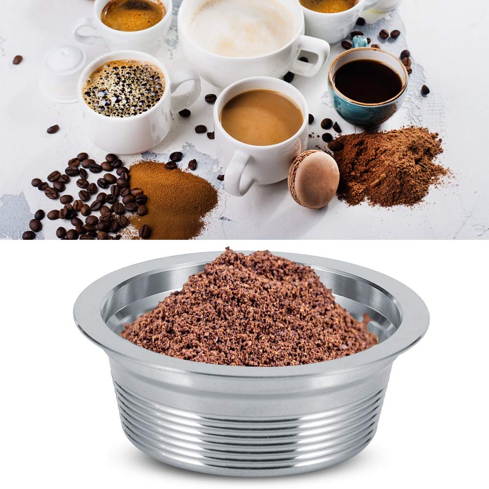 Reusable Stainless Steel Coffee Capsules for LAVAZZA A MODO MIO - Refillable Espresso Pods with Lids, Spoon & Brush - Perfect for Home & Office Coffee Brewing
