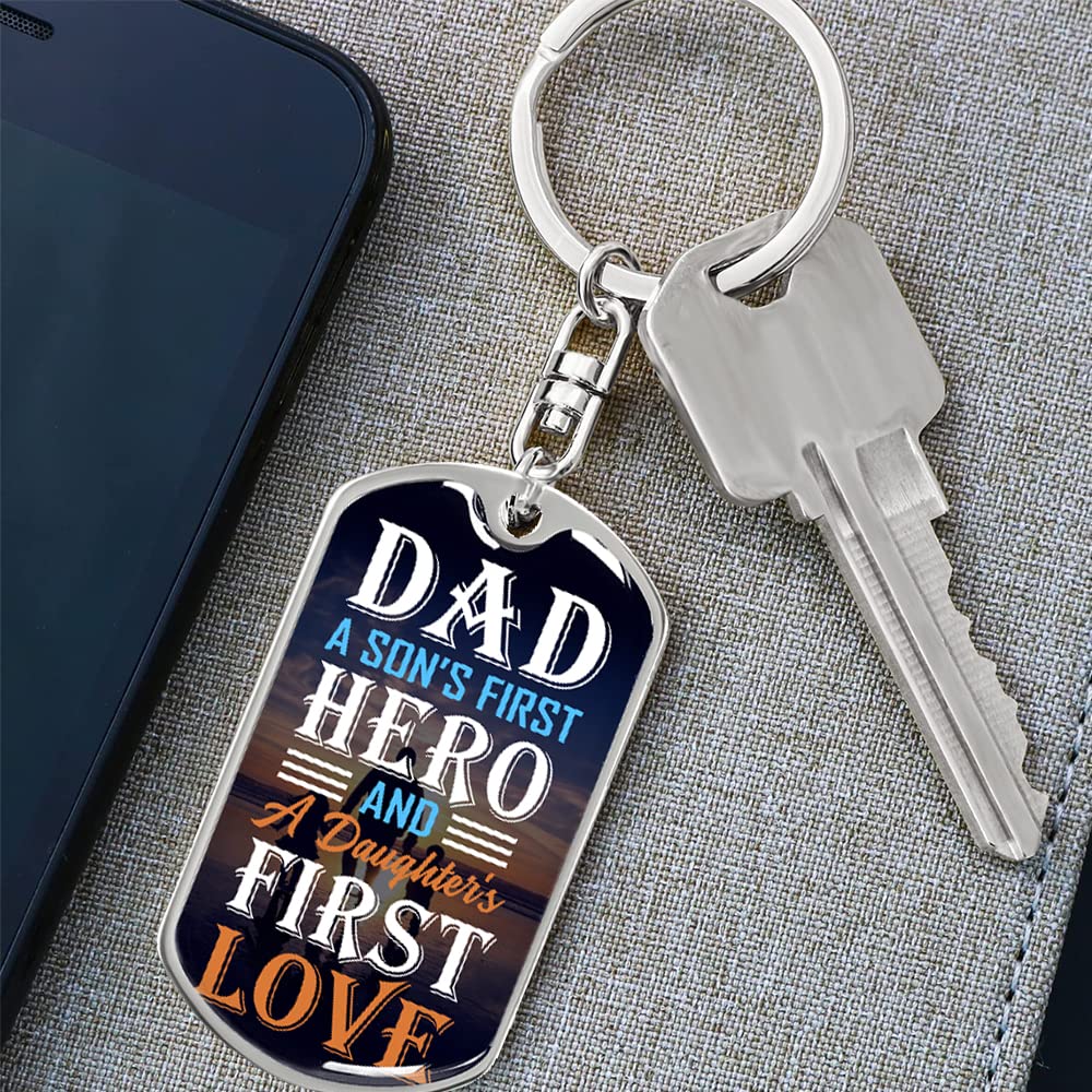 Personalized Father's Day Keychain for Dad - Custom Engraved Name, Text & Photo Gift from Daughter or Son - Perfect Birthday Present for Dad, Husband, Grandpa - Great for Key Rings, Wallets, Office & Everyday Carry