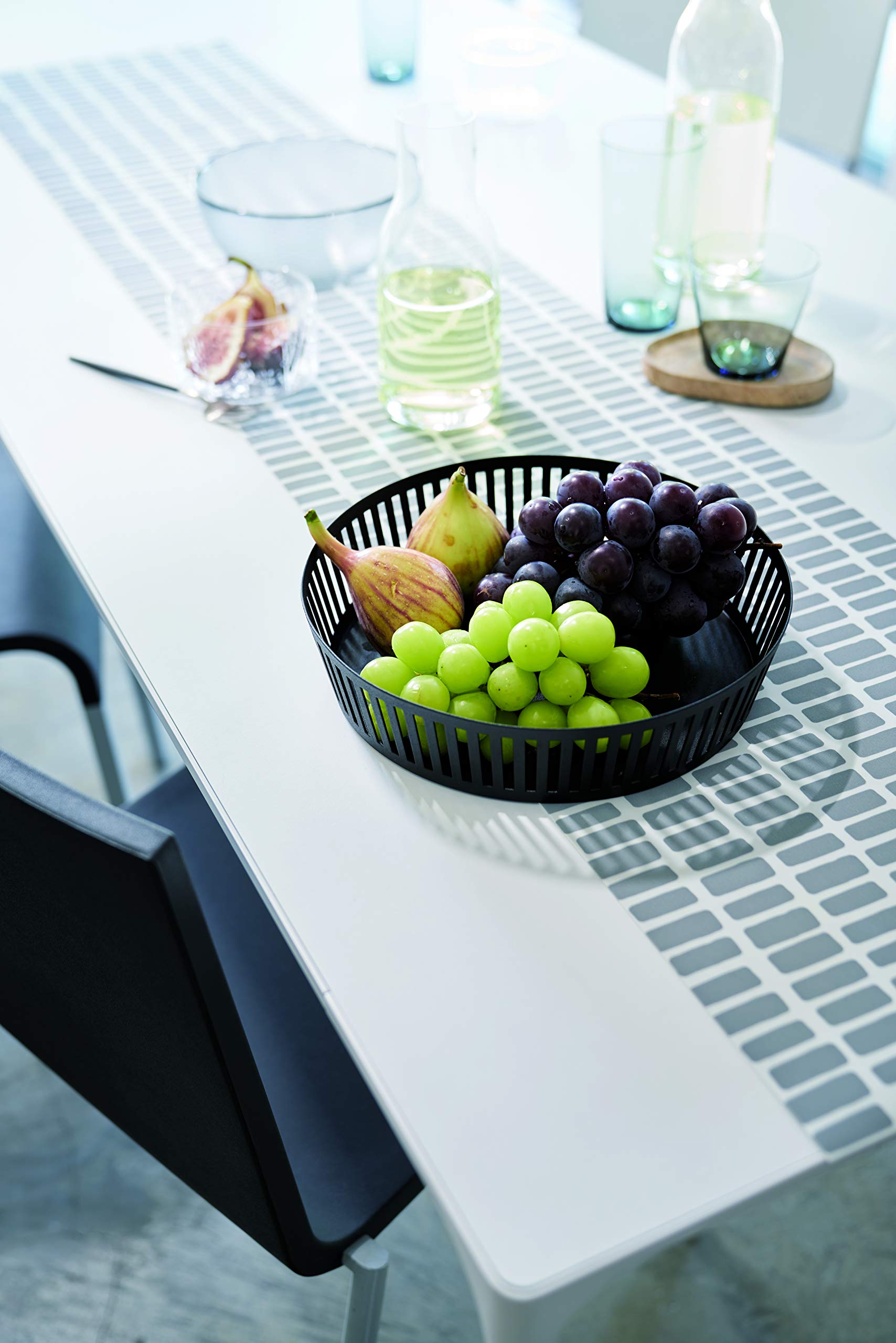 Yamazaki Home Striped Steel Fruit Basket - Durable Kitchen Storage Organizer for Fruits & Vegetables - Perfect for Countertop, Pantry, or Dining Table Display