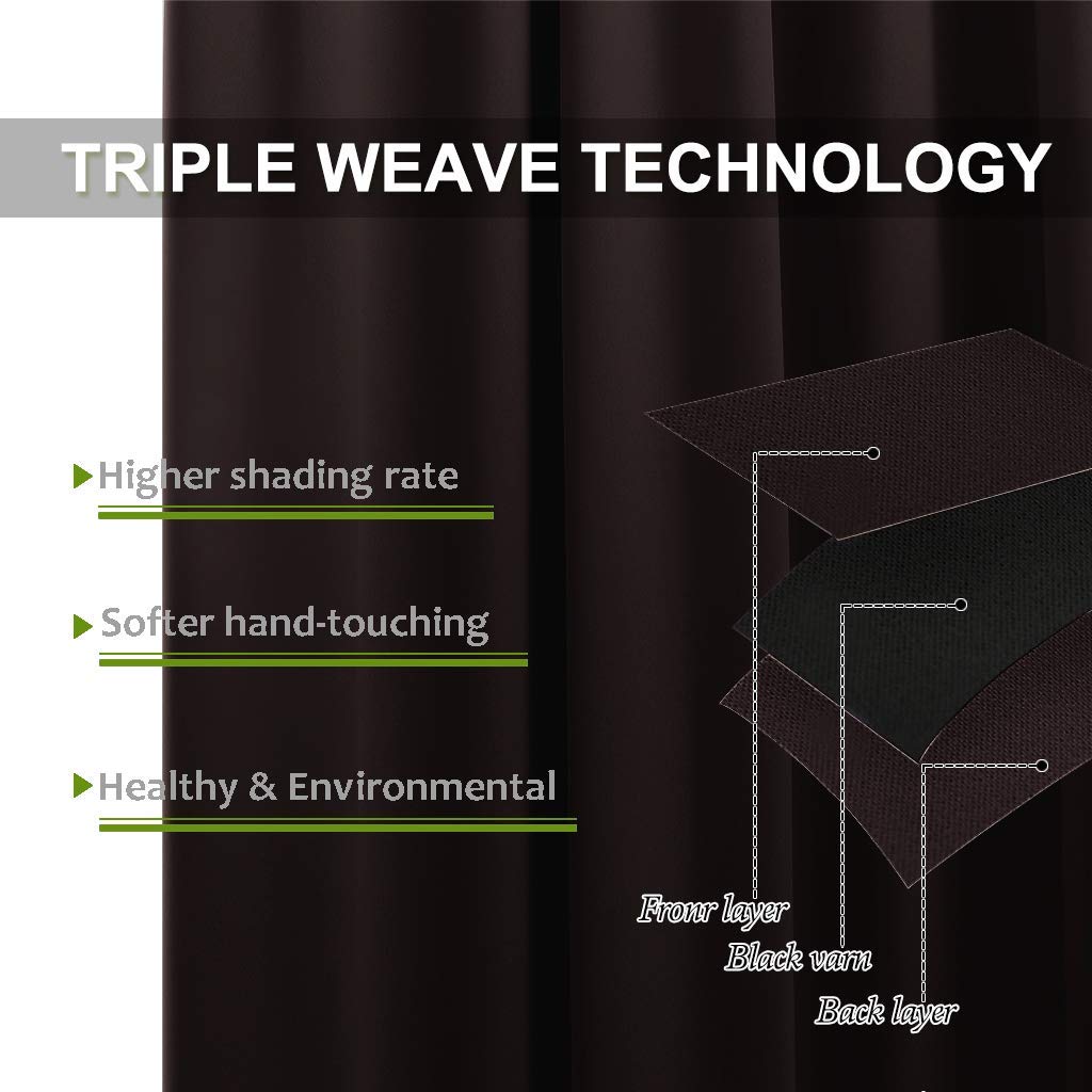 Double Pinch Pleat Blackout Curtains 96x108 Inches - Extra Long 2 Story Window Drapes, Dark Chocolate, 1 Panel with Hooks for Living Room & Bedroom Light Blocking