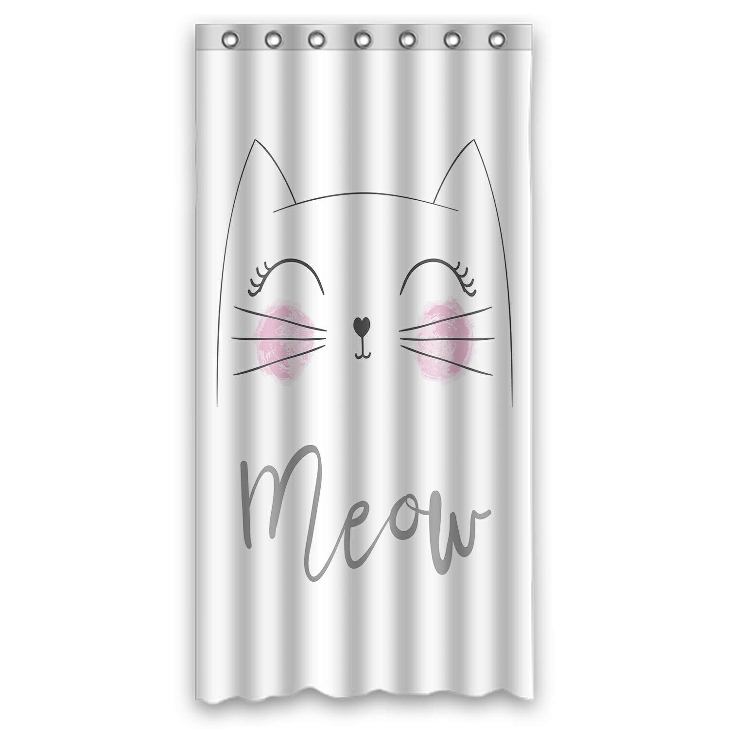 Cute Cat Shower Curtain - Meow Slogan Animal Print Waterproof Bathroom Decor for Kids (36x72 Inch) - Perfect for Children's Bathroom, Nursery, or Cat-Themed Home Decor