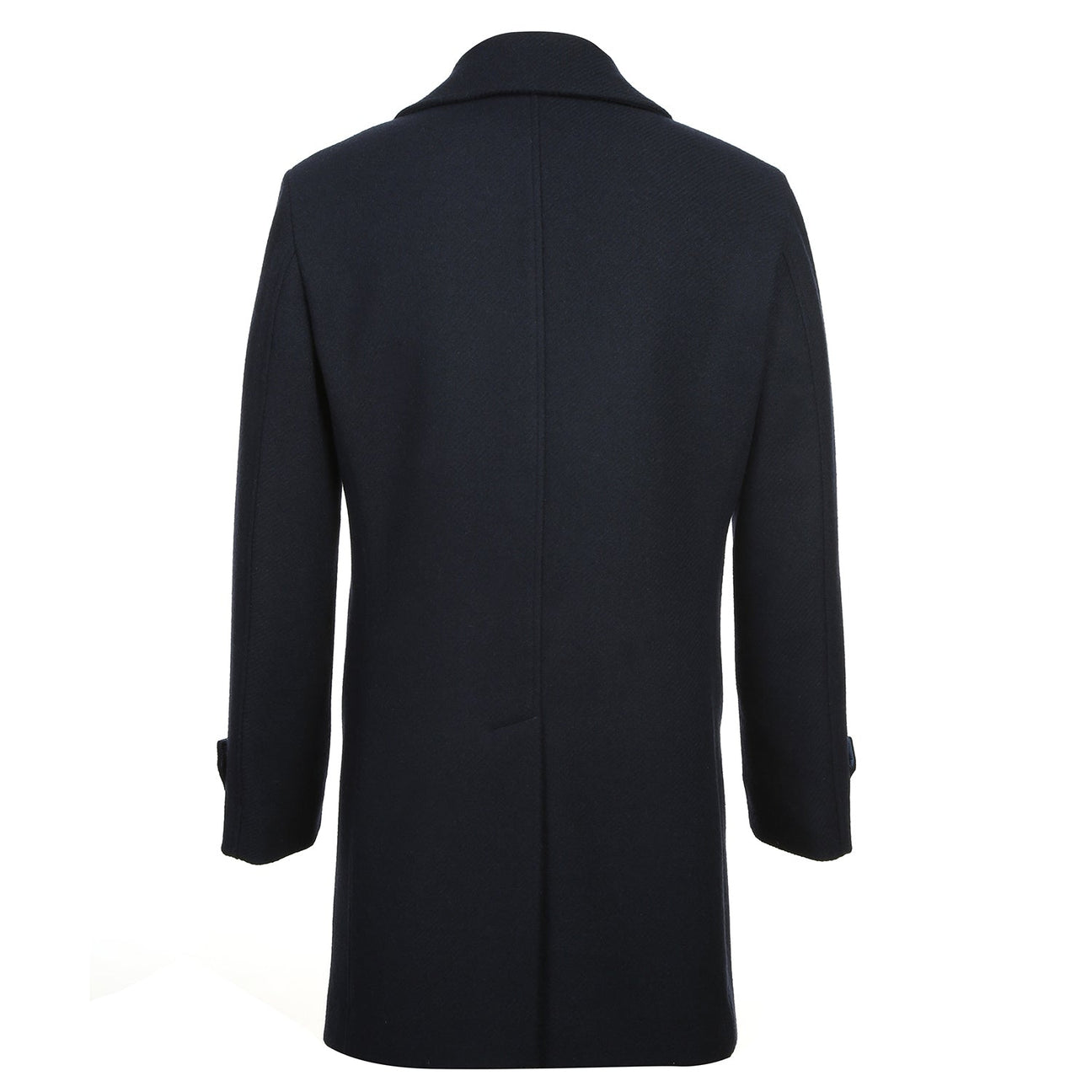 Alessandro Vitello Navy Blue Long Coat for Men - Premium Wool Blend Winter Overcoat for Business & Formal Occasions