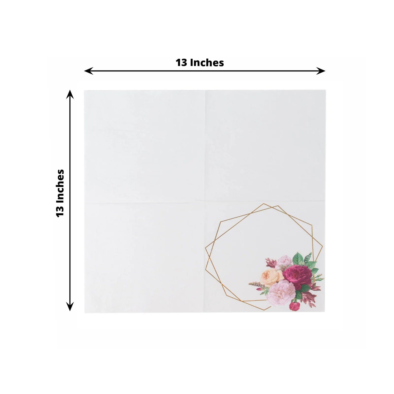 20-Pack Hexagon Floral Design 13x13 Inch White and Gold Dinner Paper Napkins for Wedding, Party, and Home Decor