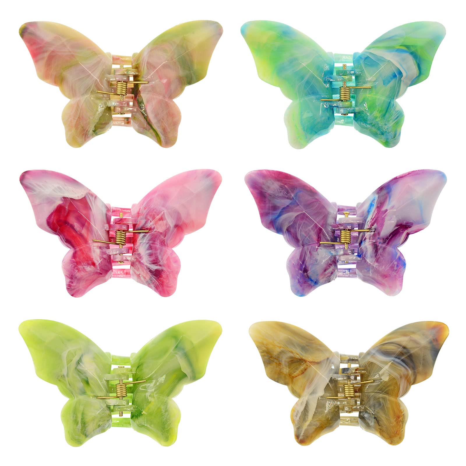 6-Piece Non-Slip Butterfly Hair Claw Clips for Women & Girls - Medium Size Hair Accessories for School, Work, and Everyday Styling