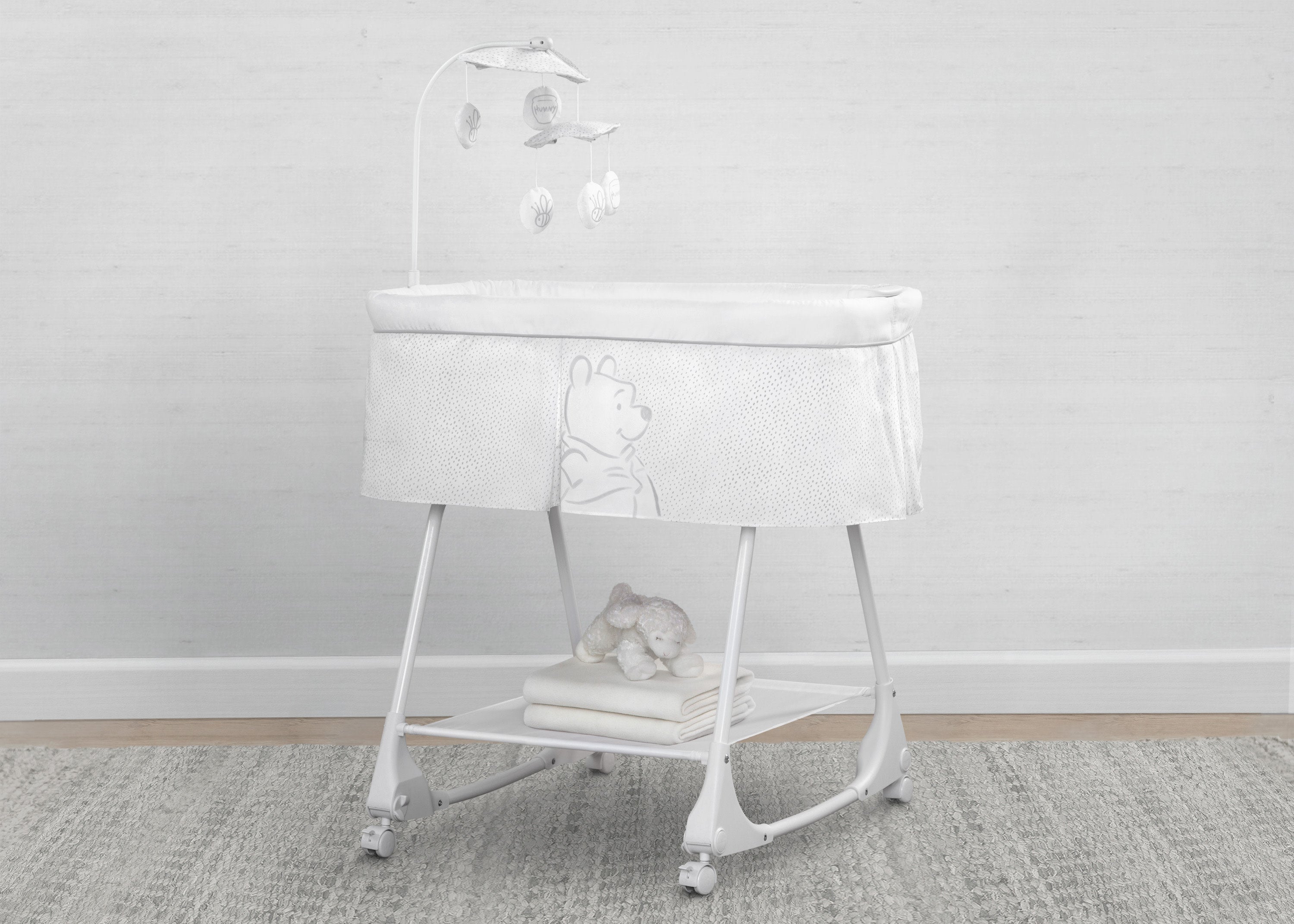 Winnie the Pooh Baby Bassinet Crib - Soft & Cozy Nursery Bed for Newborns & Infants - Perfect for Bedrooms, Daycare, and Travel