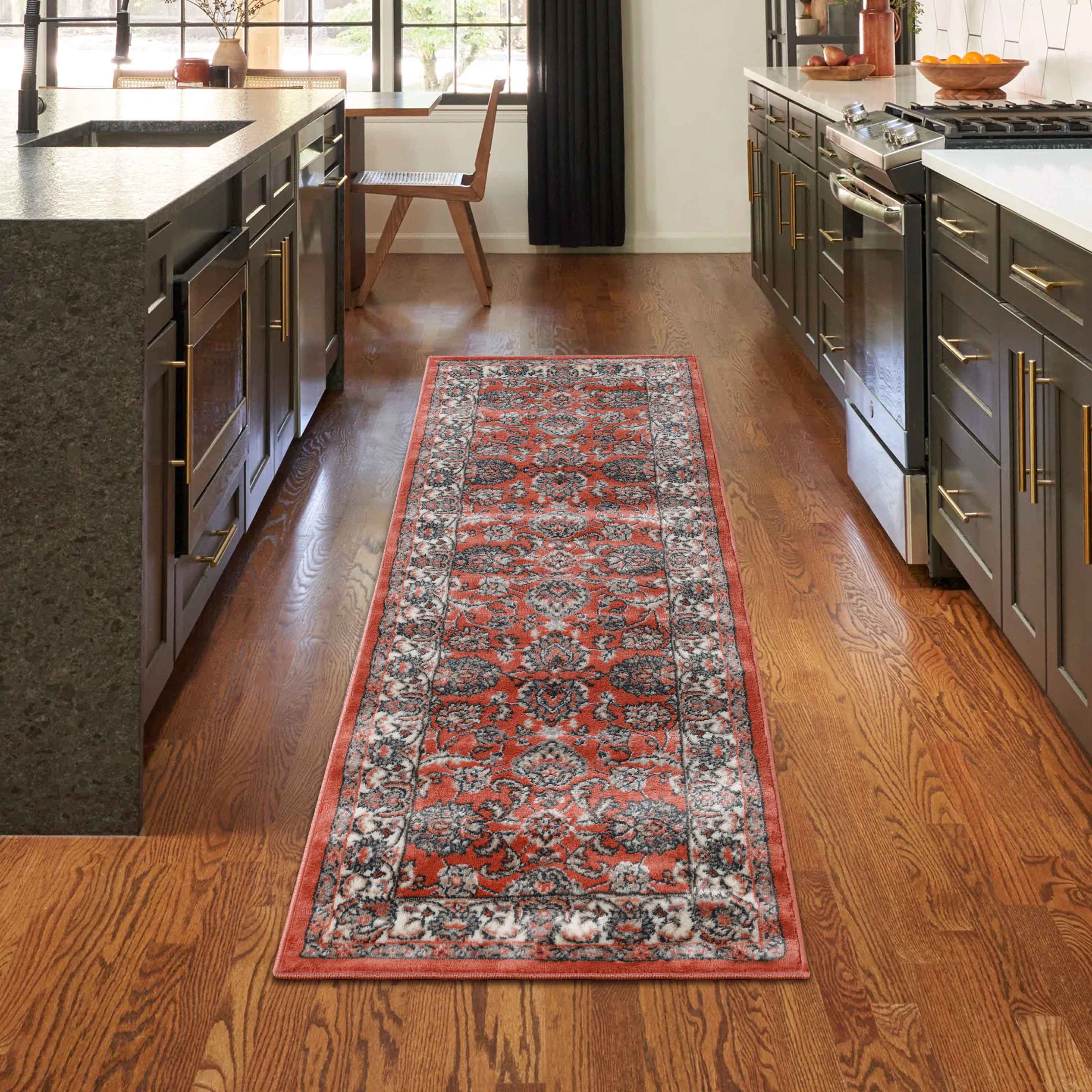 Lille Elegant Floral Indoor Area Rug - Non-Slip Soft Living Room Carpet Runner for Bedroom, Hallway & Entryway Decor