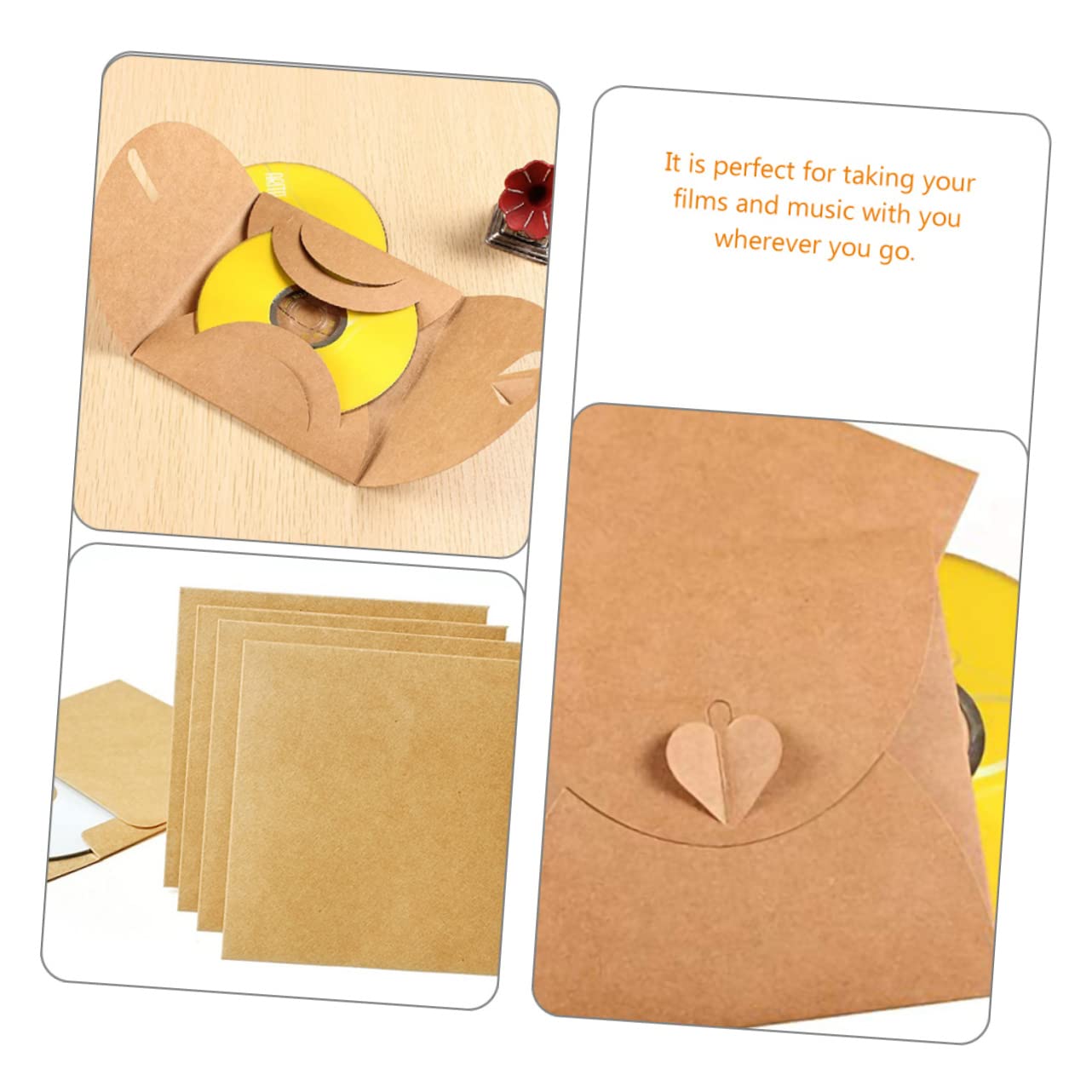 KICHOUSE 200 Pcs Eco-Friendly Kraft Paper CD/DVD Sleeves - Acid-Free Cardboard Storage Cases for Disc Protection | Perfect for Music Collections, Movie Archives & Blank Media Storage | Organize Your CD/DVD Library at Home or Office