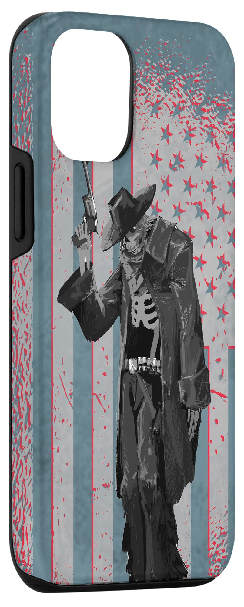 iPhone 12/12 Pro Patriotic Cowboy Skeleton Zombie Case - Durable Protective Cover for iPhone 12/12 Pro - Perfect for Halloween, Western Theme Parties & Patriotic Events