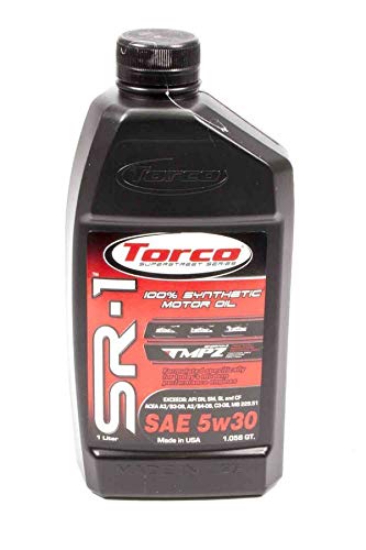 Torco SR-1 5W-30 Full Synthetic Motor Oil - 1 Liter Bottle (Case of 12) | High Performance Engine Oil for Cars, Trucks & SUVs | Ideal for Racing, Daily Driving & Extreme Temperature Conditions