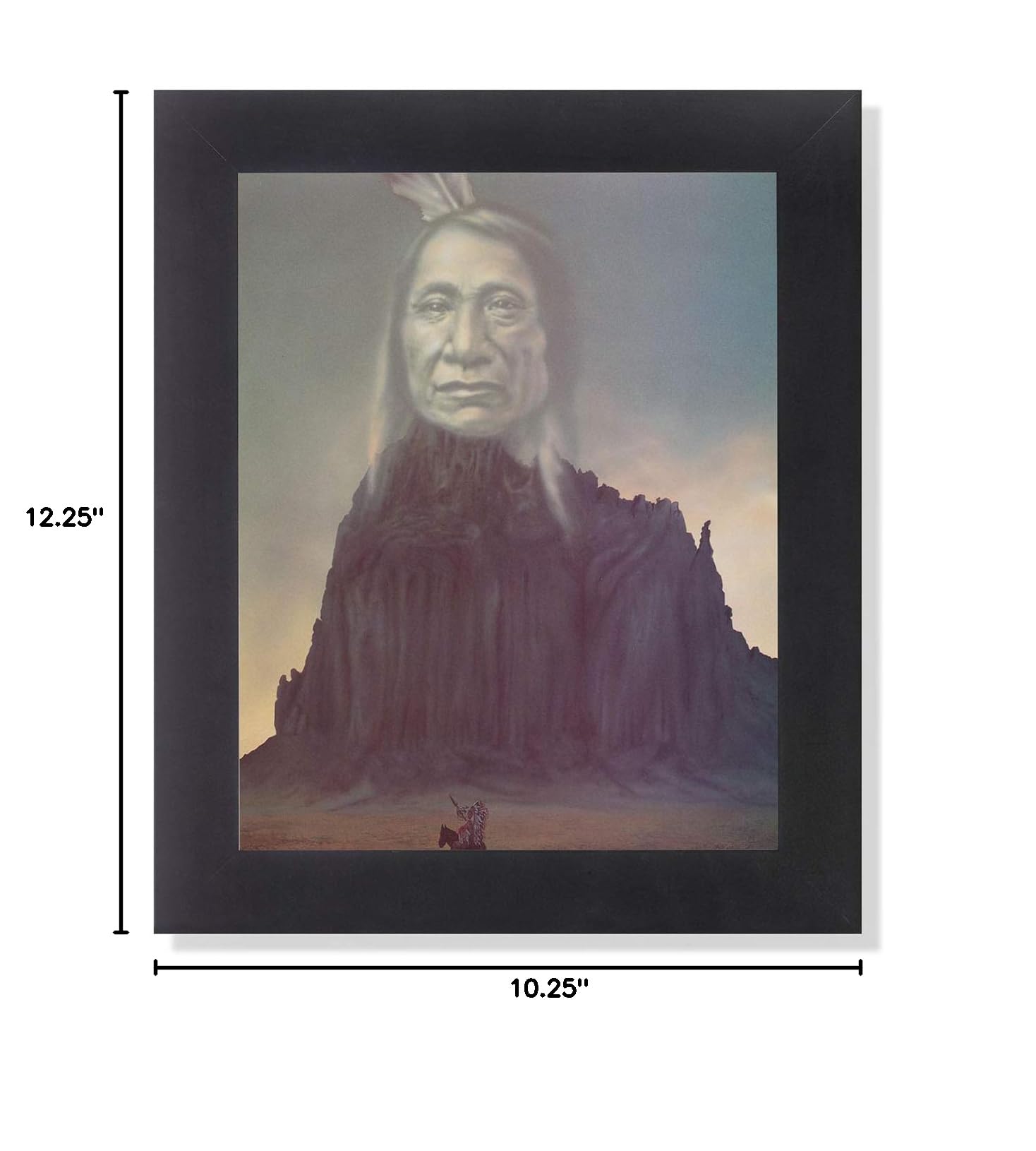 Authentic Native American Indian Chief & Spirit Wall Art Print - Framed Tribal Decor for Home, Office & Spiritual Spaces