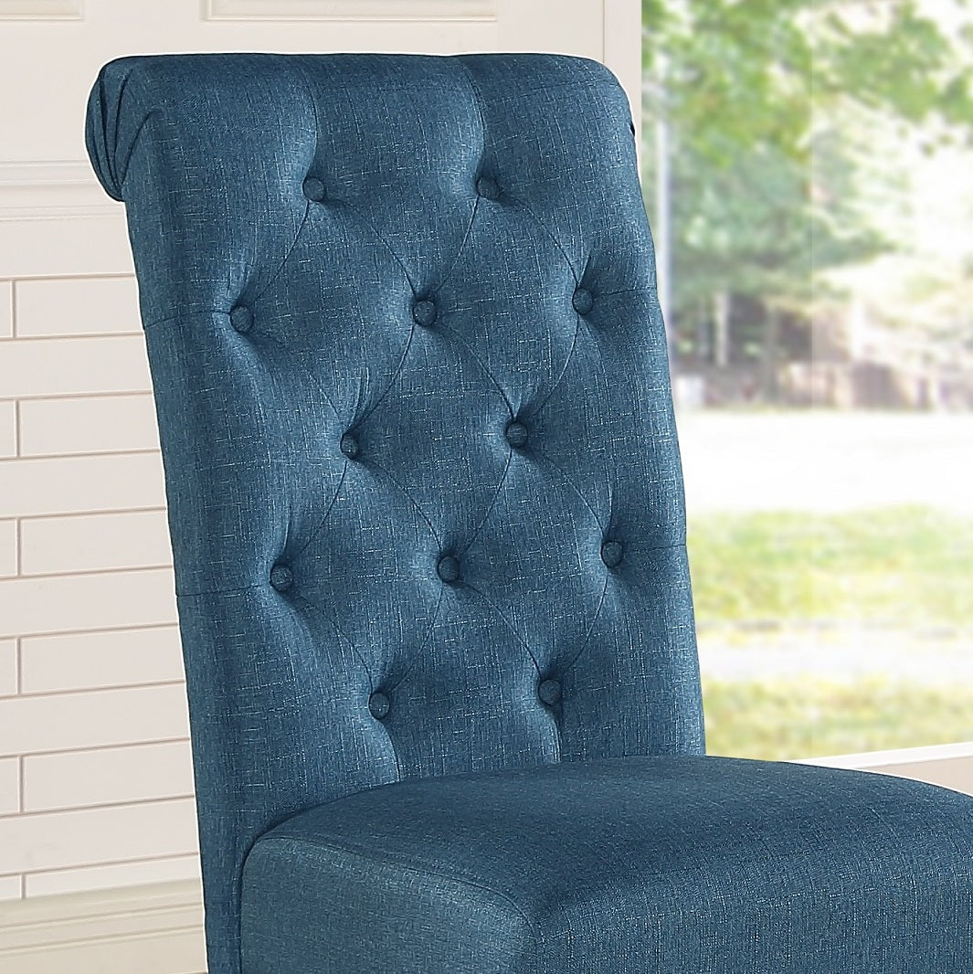 Roundhill Furniture Leviton Solid Wood Tufted Dining Chairs, Set of 2 - Elegant Upholstered Side Chairs for Kitchen, Dining Room & Office - Comfortable & Durable Wooden Seating for Home Decor