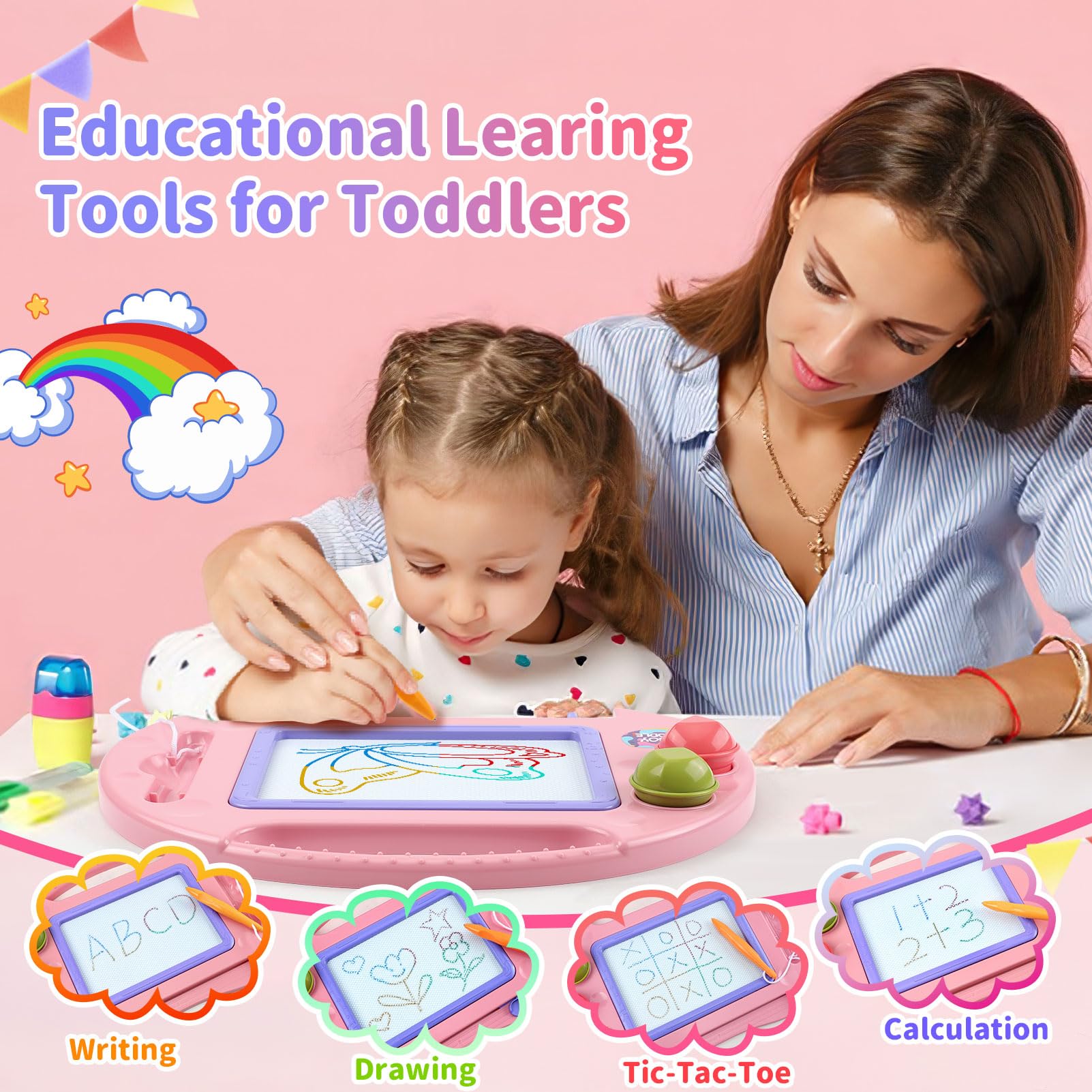 **Magnetic Drawing Doodle Board for Toddlers - Educational Learning Toys for 1, 2, 3 Year Old Boys & Girls | Perfect Birthday & Easter Gift | Creative Arts & Crafts for Kids | Ideal for Home, Travel & Preschool Play**