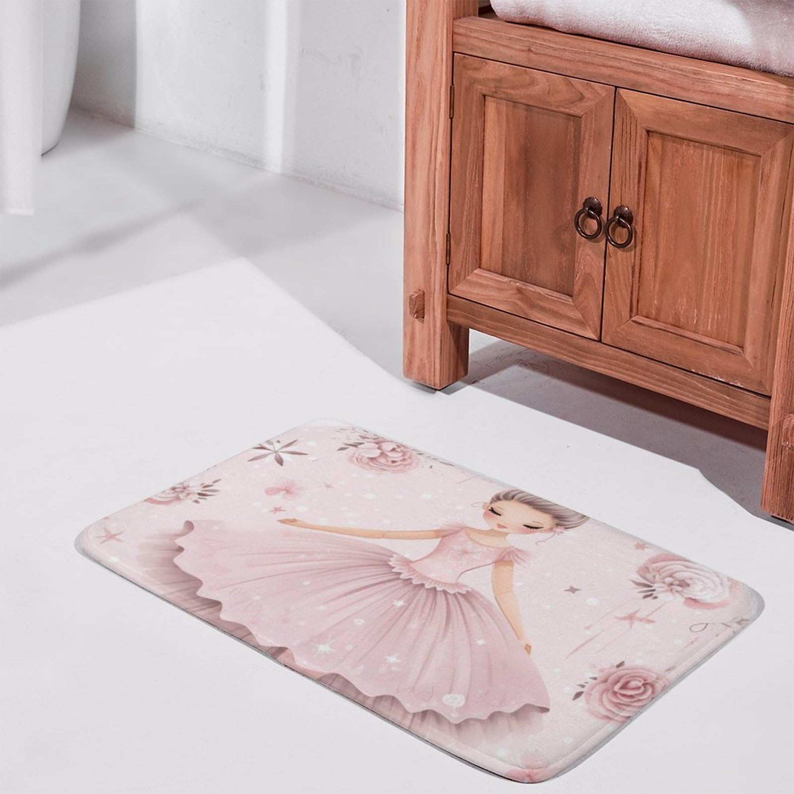 Non-Slip Ballerina Bath Mat for Girls - Cute Princess Dancer Skirt Design, 16