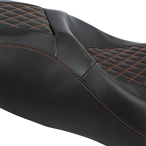 Premium One-Piece 2-Up Bucket Seat for Harley Davidson Road King/Street Glide/Electra Glide/Road Glide (2009-2023) - Comfortable Motorcycle Driver & Passenger Seat for Long Rides and Touring