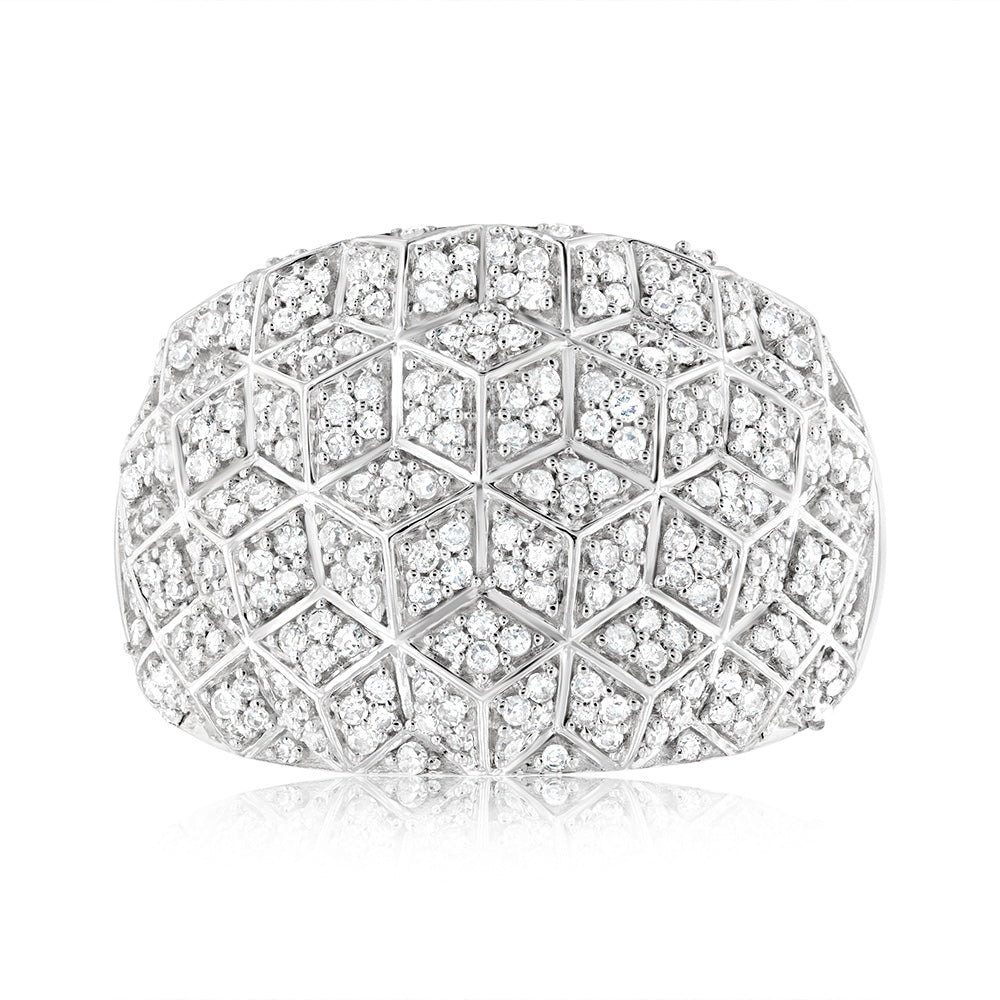 9ct White Gold 1/2 Carat Diamond Ring with 290 Round Brilliant Cut Diamonds - Elegant Wedding Band, Anniversary Gift & Engagement Ring for Women