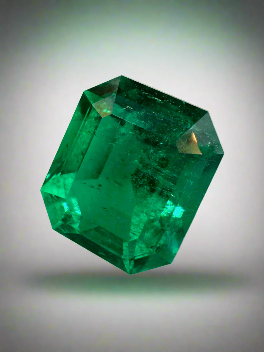 12.81 Carat GRS Certified Minor Oil Vivid Green Colombian Emerald Loose Gemstone for Jewelry Making, Engagement Rings & Luxury Collectibles