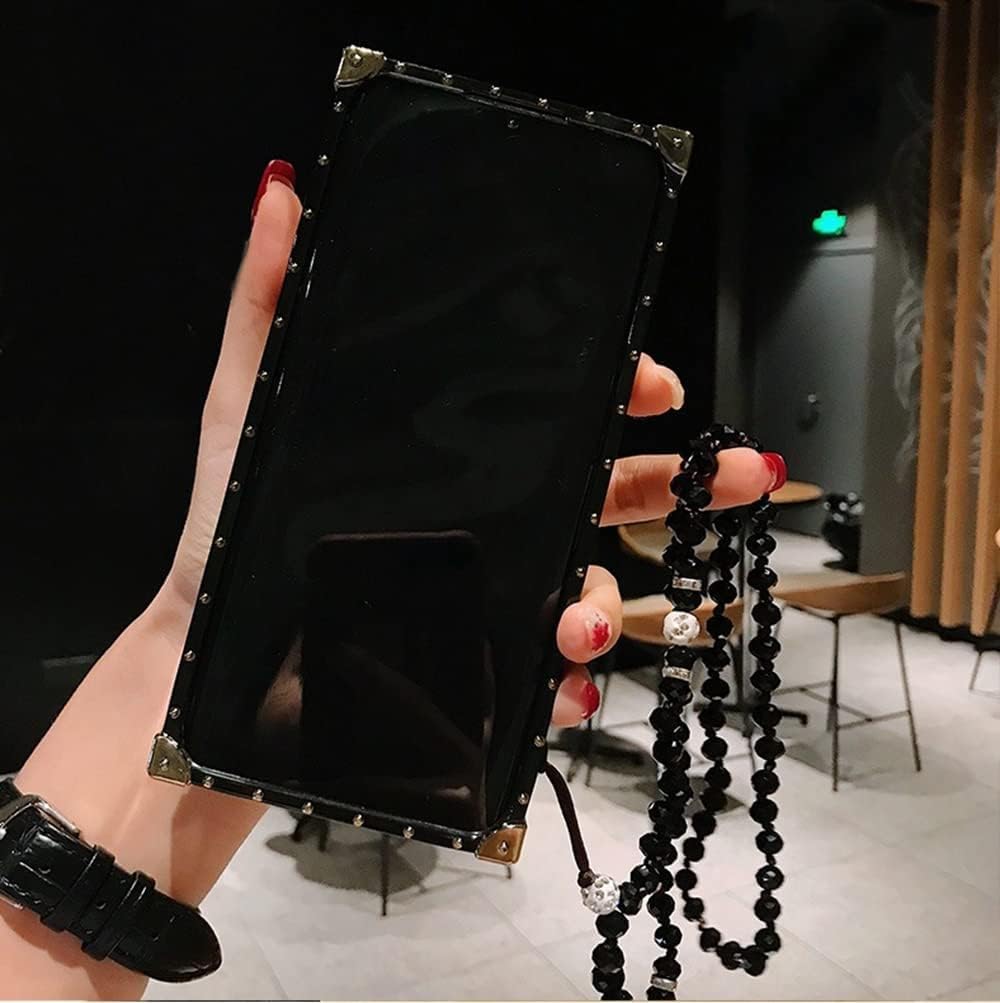 Luxury Bling Glitter Sparkle Cute Gold Corner Soft Shock-Absorption Phone Case Cover with Strap for Samsung Galaxy S9 Plus - Black | Perfect for Parties, Travel & Everyday Protection