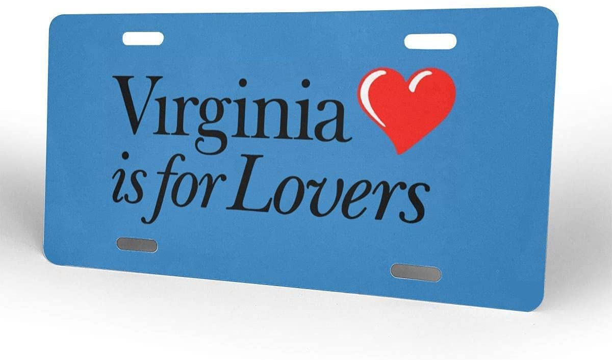Virginia is for Lovers Personalized License Plate Frame - Custom Funny Car Accessories with 4 Holes - Perfect for State Pride & Unique Vehicle Decoration