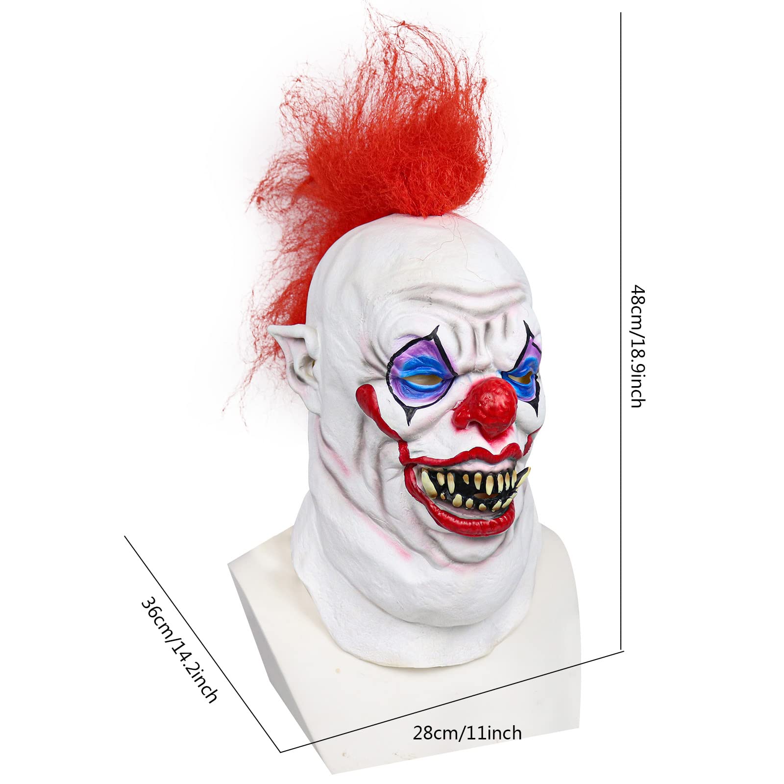 Scary Clown Mask - Full Head Latex Devil Clown Halloween Costume Mask for Cosplay & Horror Parties | Perfect for Halloween, Haunted Houses & Theatrical Performances