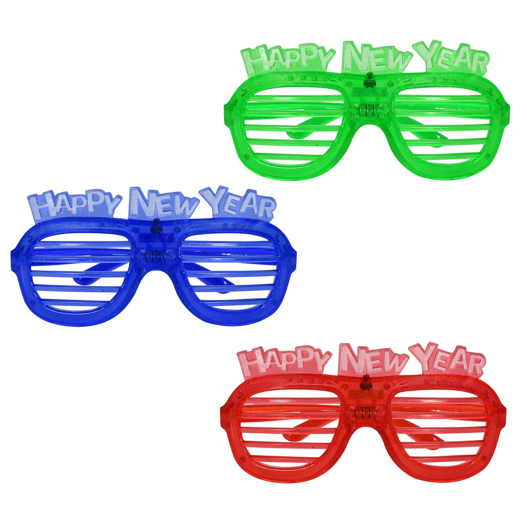 12 Pack Beistle Happy New Year LED Shutter Glasses - Party Supplies for New Year's Eve, Countdown Events & Celebrations - Fun Light Up Eyewear for Adults & Kids