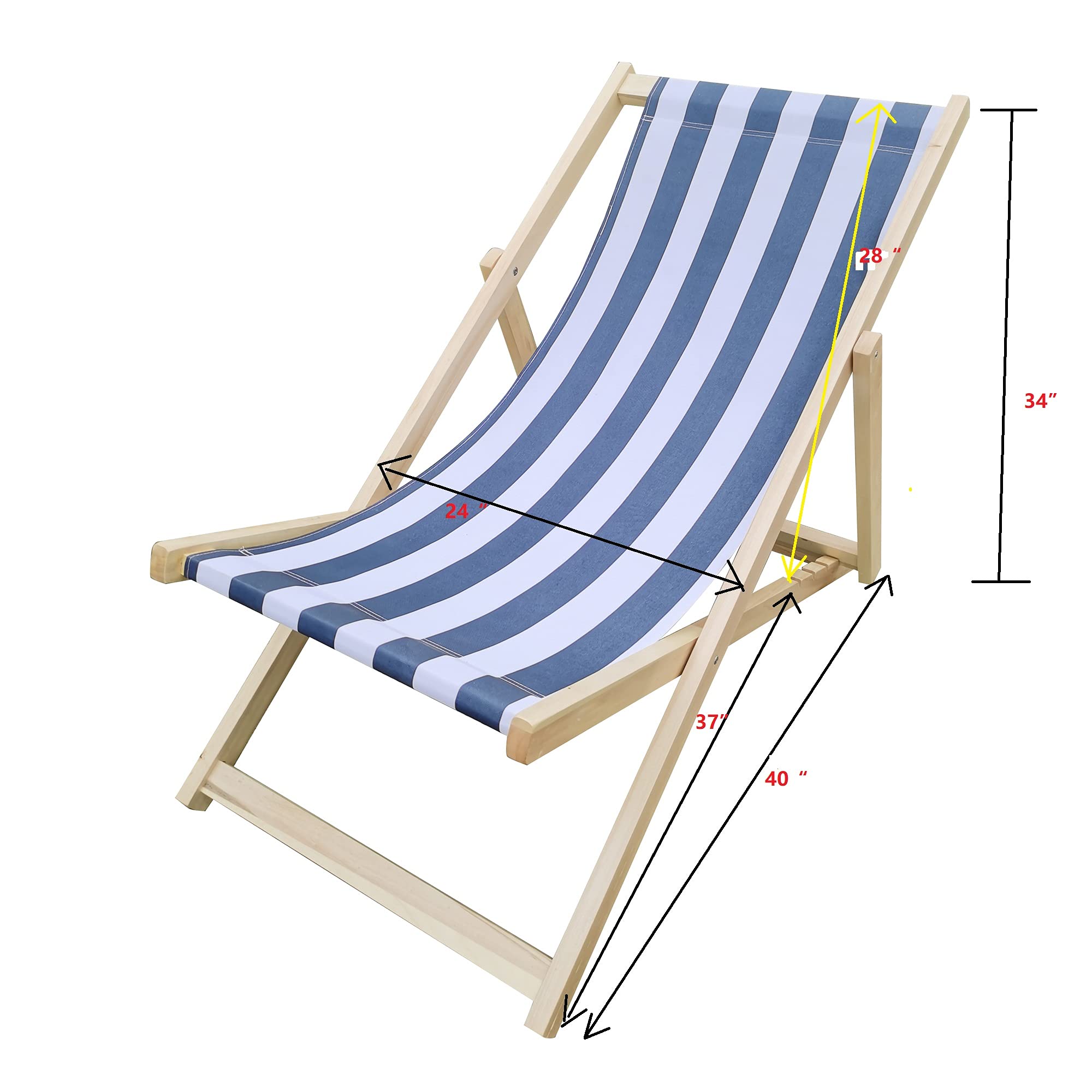 Foldable Adjustable Sling Chair - Outdoor Reclining Lounge Chair for Beach, Patio, Poolside & Camping - Perfect for Relaxing in Backyard, Garden or Vacation