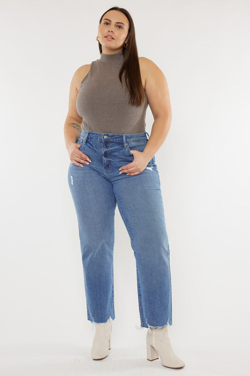 Cassiel High Rise Slim Wide Leg Jeans for Women - Plus Size 16-24, Stretchy Denim Pants with Comfortable Waistband - Perfect for Casual Wear, Office Outfits & Date Nights