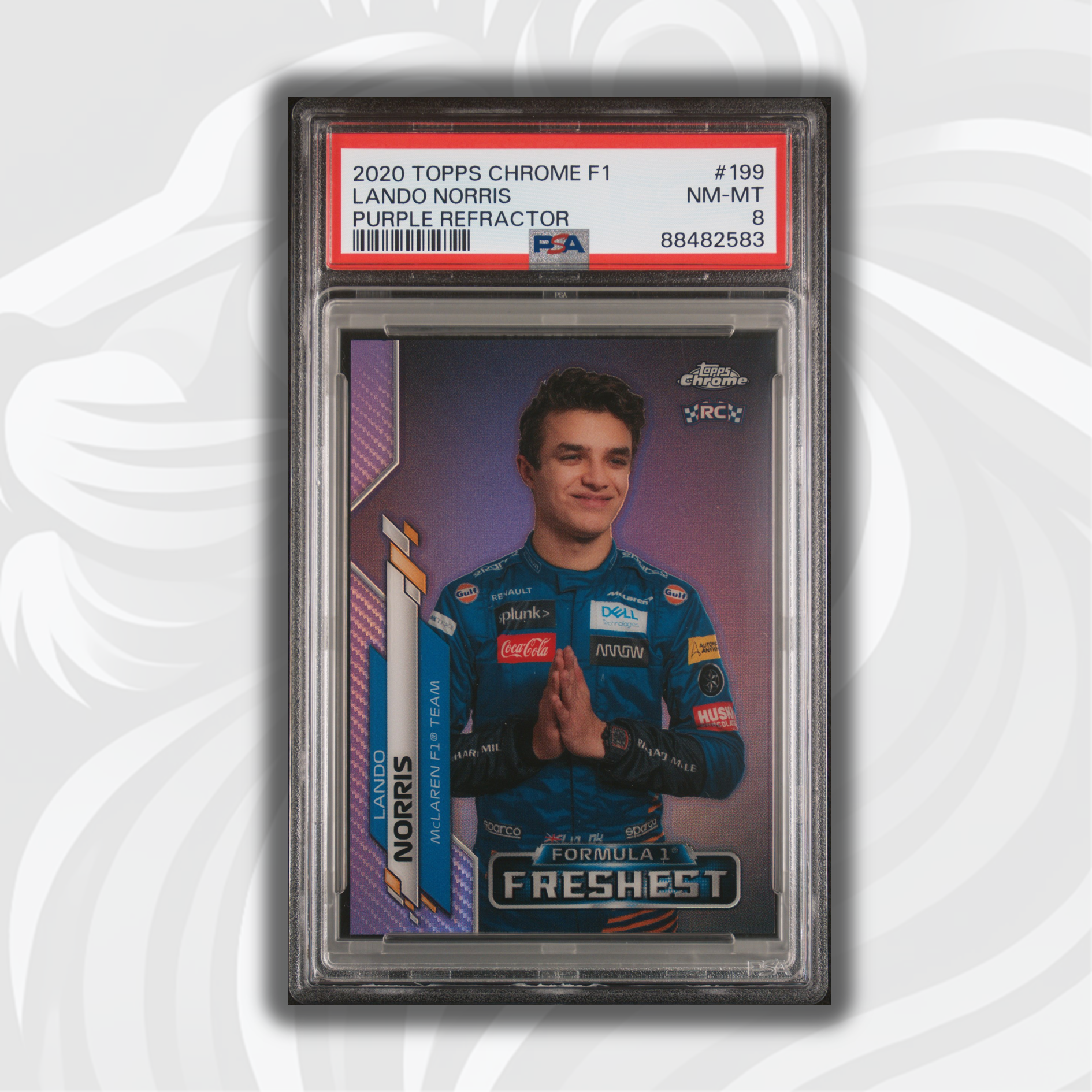PSA 8 Lando Norris #199 352/399 Purple Refractor Rookie Card - Rare Collectible for F1 Racing Fans & Sports Memorabilia Enthusiasts