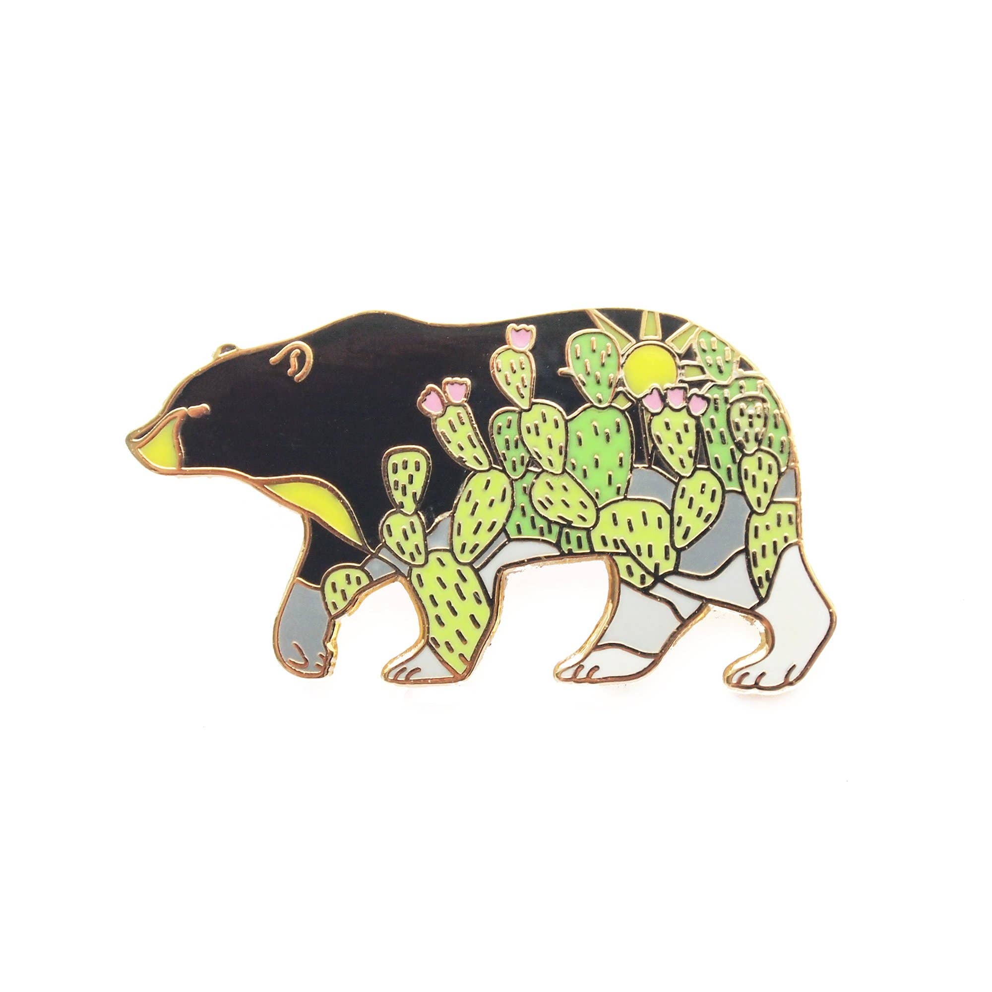 Cactus Black Bear Enamel Pin - Cute Animal Lapel Pin for Backpacks, Hats & Jackets - Perfect for Gifts, Collectors & Fashion Accessories