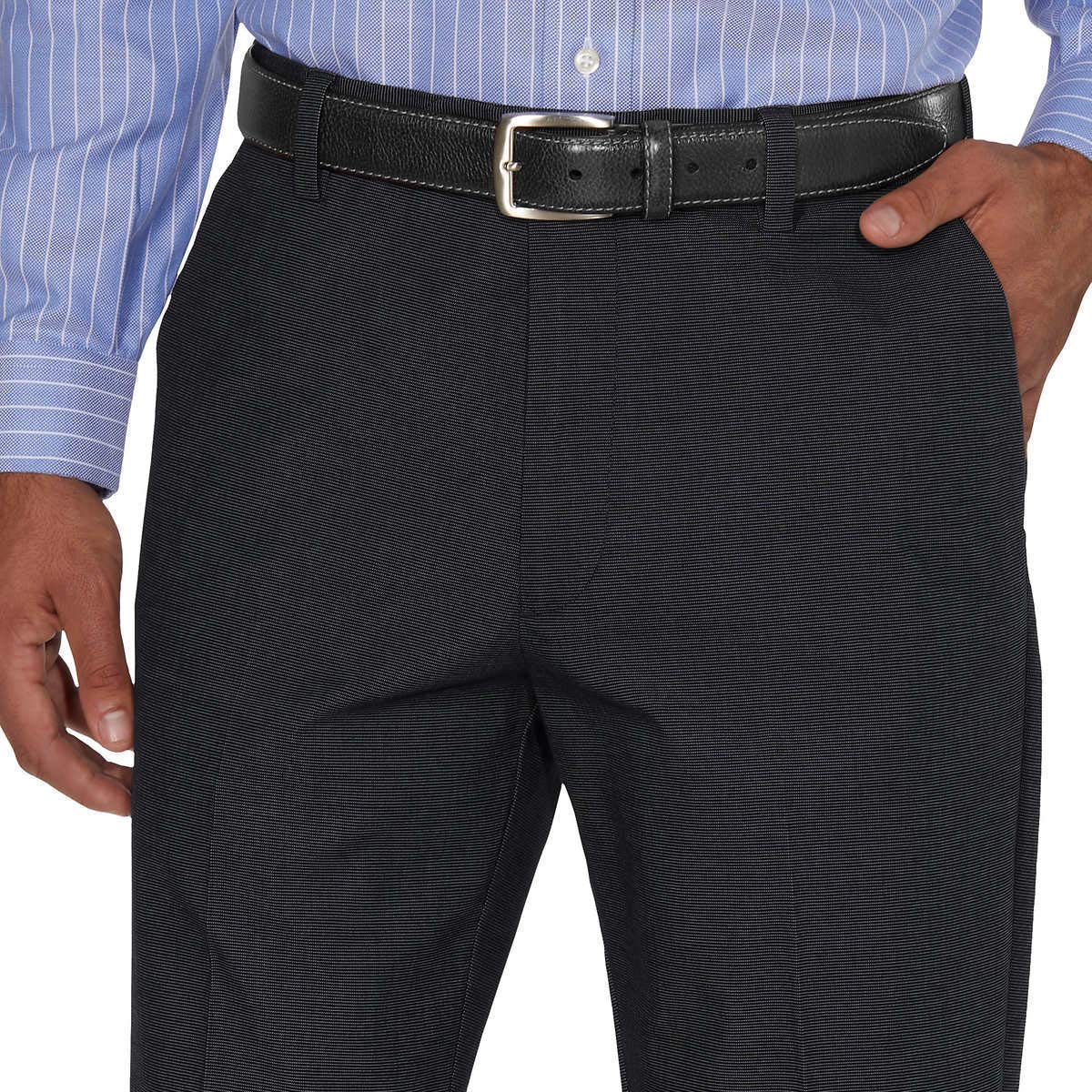 Kirkland Signature Men's Non-Iron Comfort Stretch Dress Pants for Office & Business Travel - Wrinkle-Free Formal Work Pants with Comfort Fit