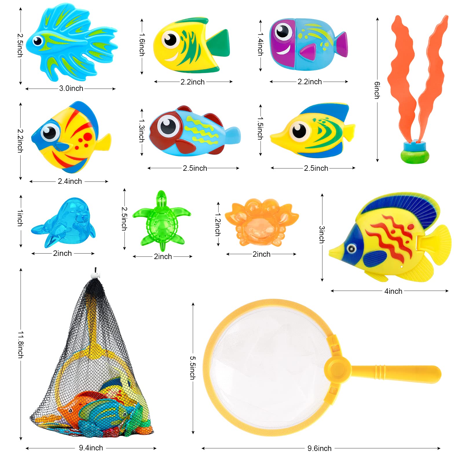 23 Pcs Kids Pool Toys Set - Dive & Grab Fishing Game, Fun Bath Toys for Summer Swimming & Water Play - Perfect for Pool Parties, Beach Trips & Backyard Splash Time