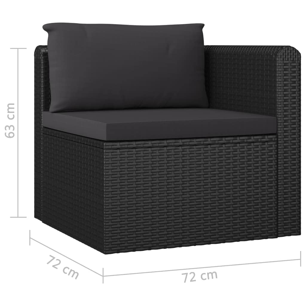 Black 4-Piece Outdoor Patio Furniture Set with Cushions - Poly Rattan Sectional Sofa & Dining Conversation Set for Backyard, Garden, Poolside or Deck Relaxation