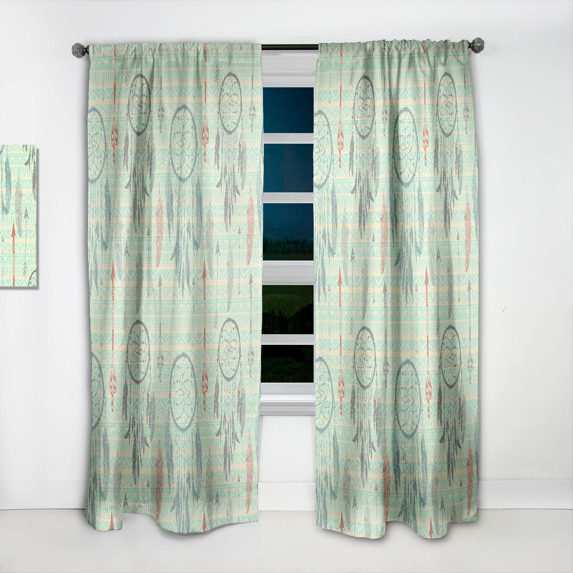 DesignQ Dream Catcher Tribal Print Blackout Curtains - Thermal Insulated Single Panel (52x90 inches) for Bedroom & Living Room - Boho Home Decor, Noise Reducing Window Drapes for Better Sleep
