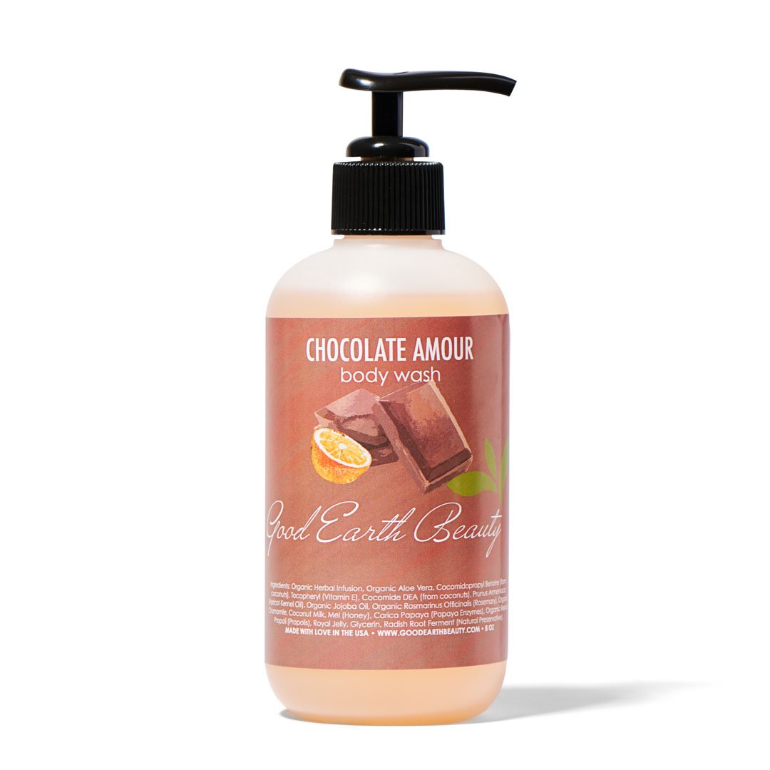 Good Earth Beauty Natural Chocolate Amour Body Wash - Organic & Vegan for Sensitive Skin | Perfect for Relaxing Bath & Spa Nights