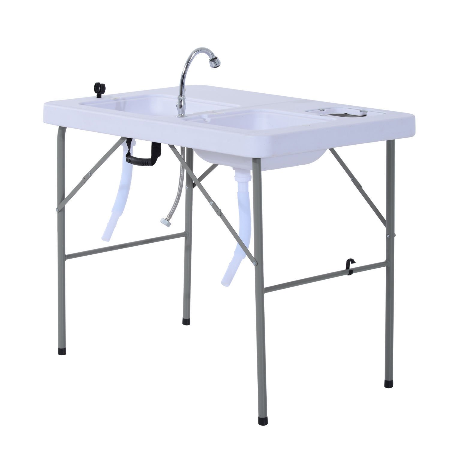 Portable Fish Cleaning Table with Folding Faucet Sink - 39.8
